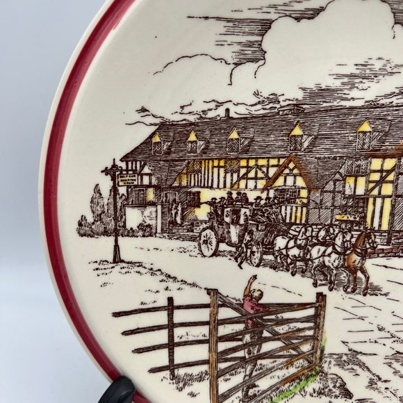 Vernon Kilns Bits of Old England Collectible Plate No 5 Horses & Carriage 8.25" - Picture 3 of 6